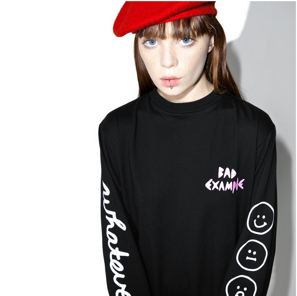 Lazy Oaf WHATEVER BLACK LONG SLEEVE TEE SZ XS
